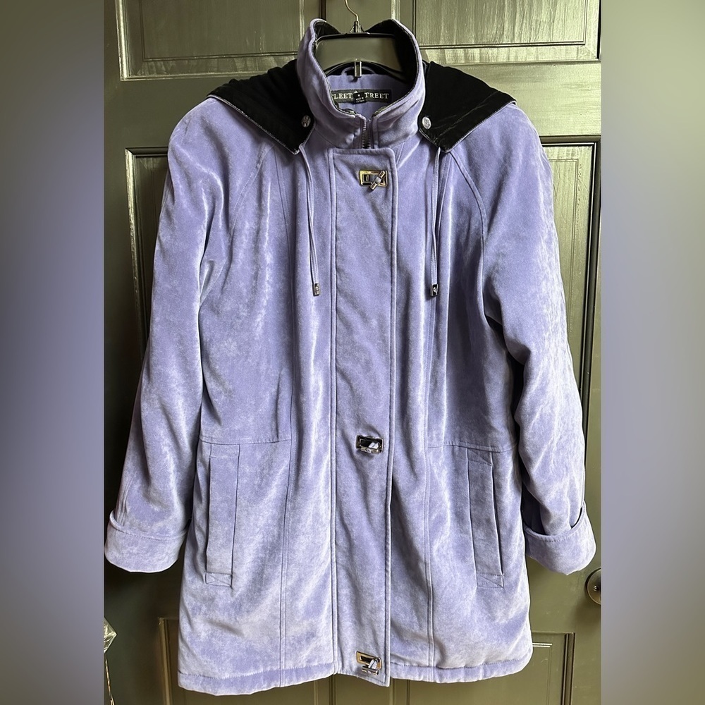 Fleet Street Purple Faux Suede Coat With Detachable Hood Women's Size Medium - Picture 1 of 16